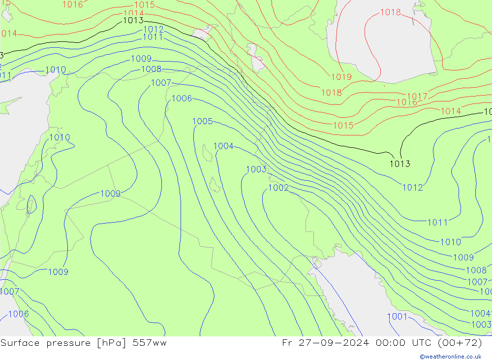 Yer basıncı 557ww Cu 27.09.2024 00 UTC