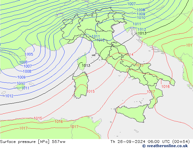 Surface pressure 557ww Th 26.09.2024 06 UTC