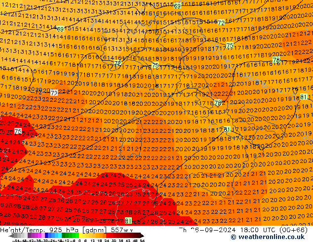 Height/Temp. 925 hPa 557ww Th 26.09.2024 18 UTC