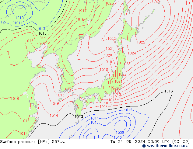 Atmosférický tlak 557ww Út 24.09.2024 00 UTC