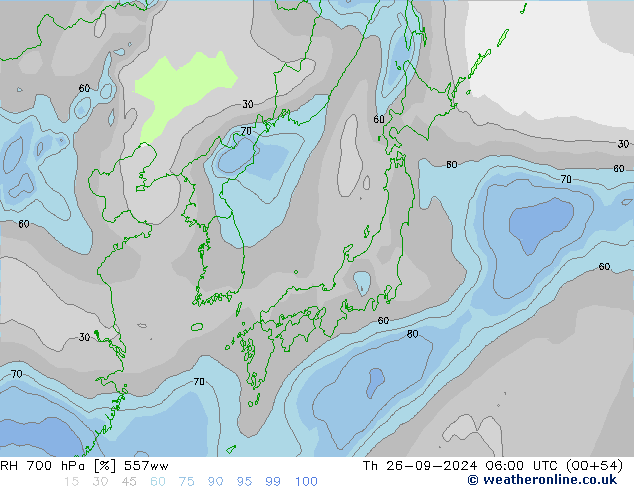 RH 700 hPa 557ww Qui 26.09.2024 06 UTC