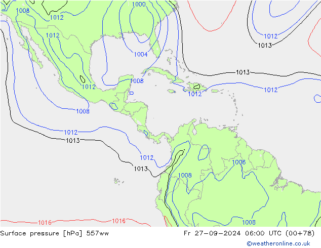 Pressione al suolo 557ww ven 27.09.2024 06 UTC