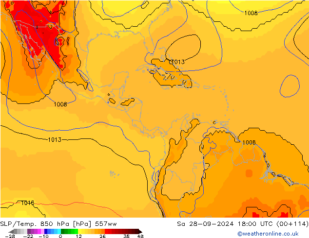 SLP/Temp. 850 hPa 557ww sam 28.09.2024 18 UTC