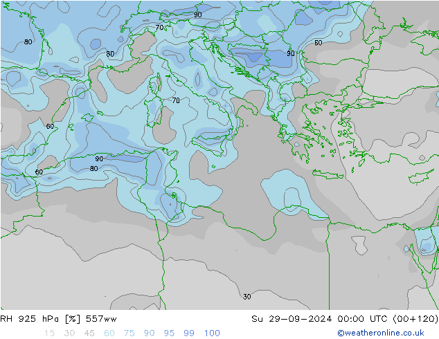 RH 925 hPa 557ww Su 29.09.2024 00 UTC