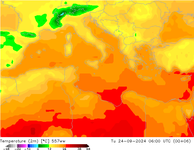 Temperatura (2m) 557ww Ter 24.09.2024 06 UTC