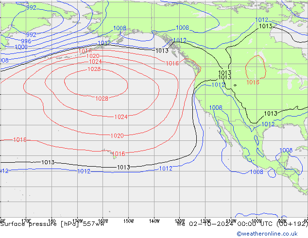 Surface pressure 557ww We 02.10.2024 00 UTC