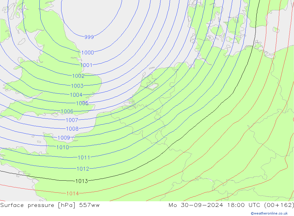 Atmosférický tlak 557ww Po 30.09.2024 18 UTC