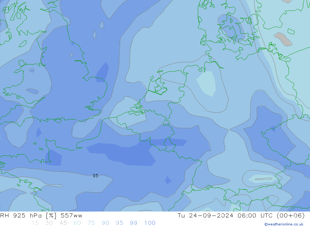 RH 925 hPa 557ww Di 24.09.2024 06 UTC