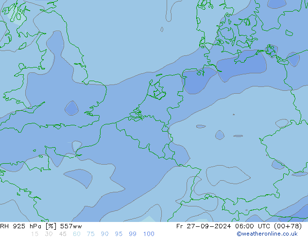 Humedad rel. 925hPa 557ww vie 27.09.2024 06 UTC