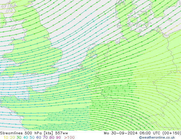 Streamlines 500 hPa 557ww Mo 30.09.2024 06 UTC