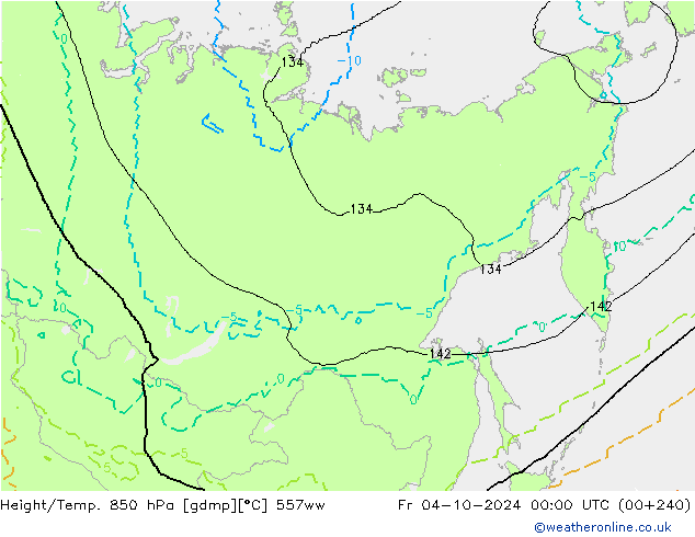 Height/Temp. 850 гПа 557ww пт 04.10.2024 00 UTC