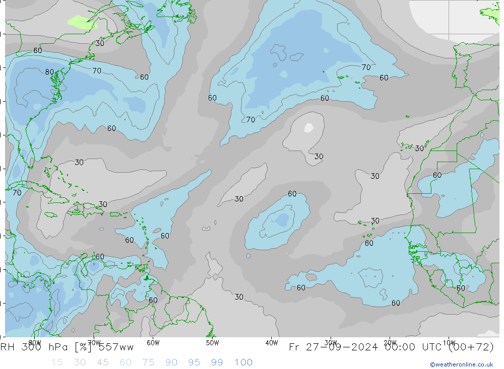 RH 300 гПа 557ww пт 27.09.2024 00 UTC