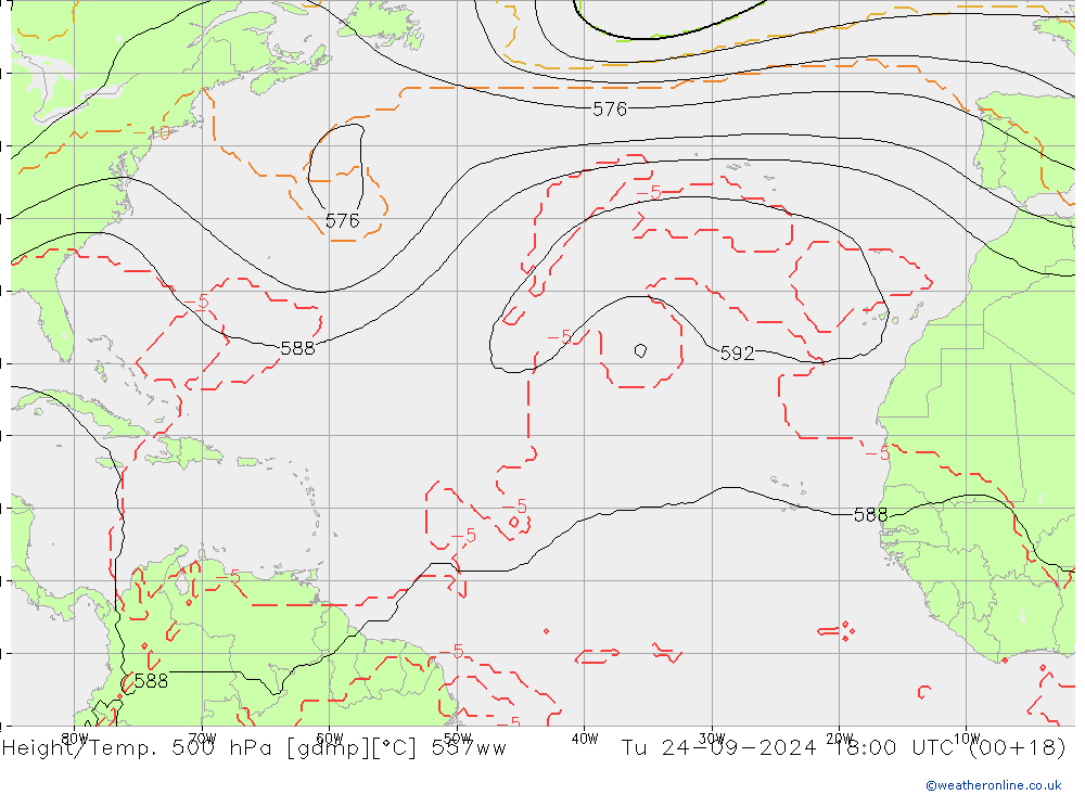 Height/Temp. 500 гПа 557ww вт 24.09.2024 18 UTC