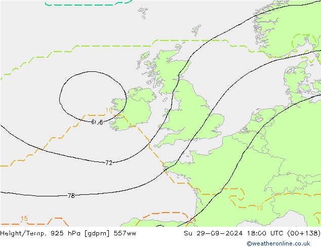 Height/Temp. 925 hPa 557ww Su 29.09.2024 18 UTC