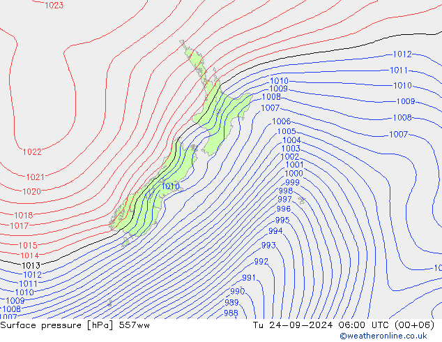 Surface pressure 557ww Tu 24.09.2024 06 UTC