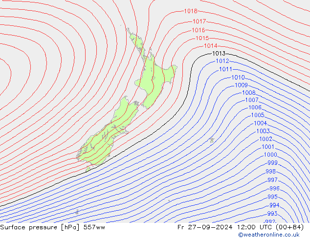 Surface pressure 557ww Fr 27.09.2024 12 UTC