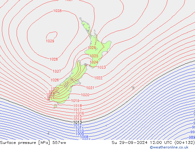 Surface pressure 557ww Su 29.09.2024 12 UTC