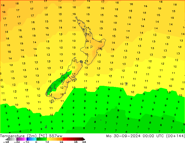 température (2m) 557ww lun 30.09.2024 00 UTC