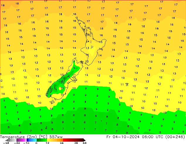 Temperature (2m) 557ww Fr 04.10.2024 06 UTC