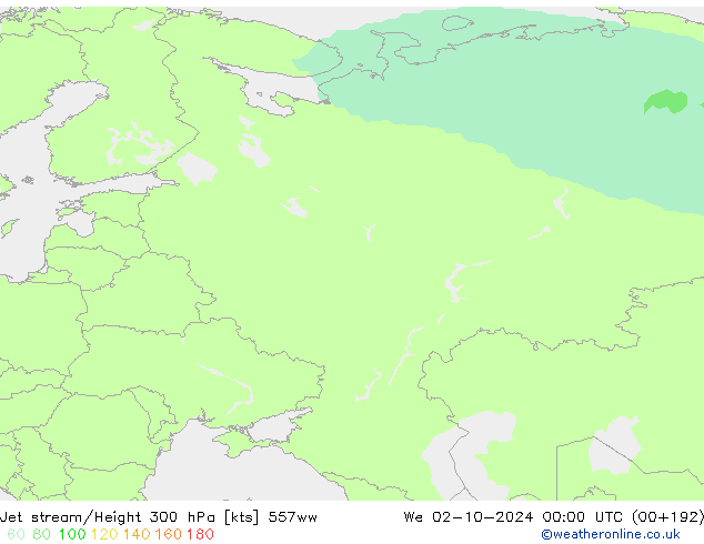 Corriente en chorro 557ww mié 02.10.2024 00 UTC