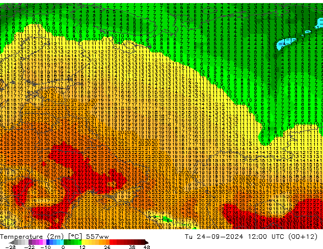 température (2m) 557ww mar 24.09.2024 12 UTC