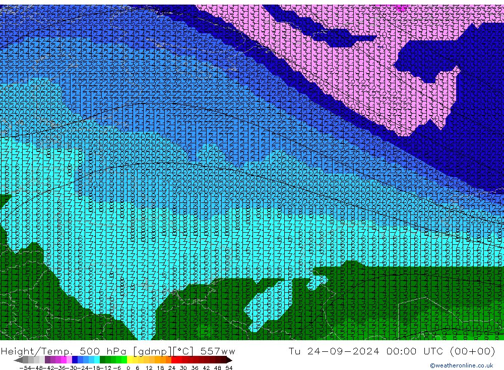 Geop./Temp. 500 hPa 557ww mar 24.09.2024 00 UTC