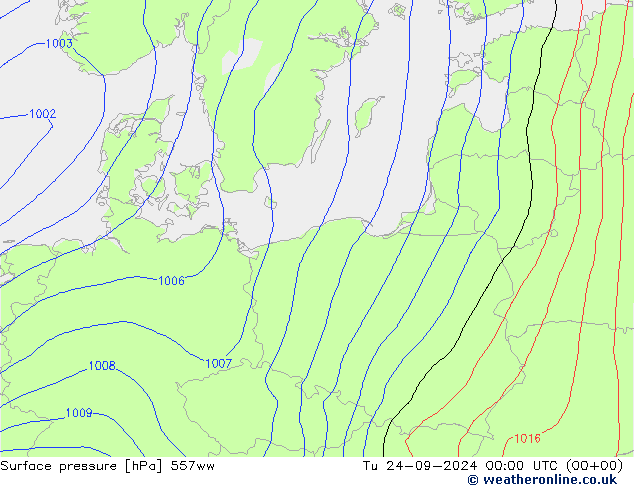 Surface pressure 557ww Tu 24.09.2024 00 UTC