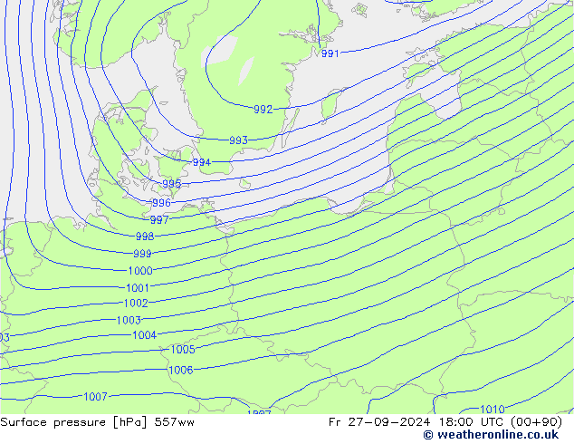 Surface pressure 557ww Fr 27.09.2024 18 UTC