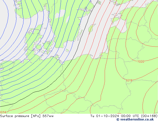 Pressione al suolo 557ww mar 01.10.2024 00 UTC