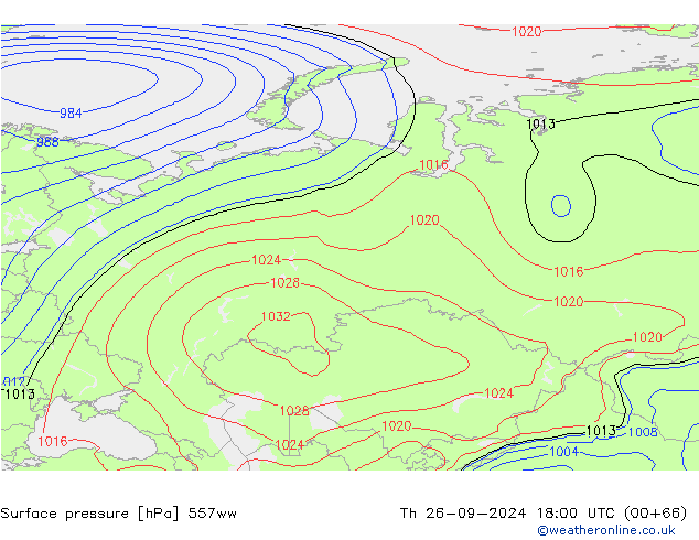 Surface pressure 557ww Th 26.09.2024 18 UTC