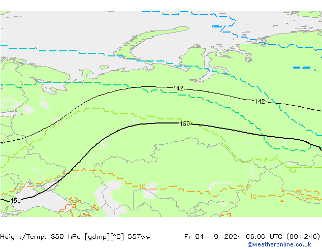 Height/Temp. 850 hPa 557ww Fr 04.10.2024 06 UTC