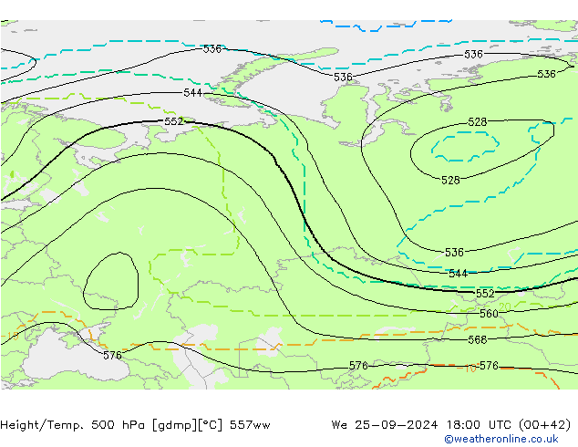 Height/Temp. 500 hPa 557ww Qua 25.09.2024 18 UTC