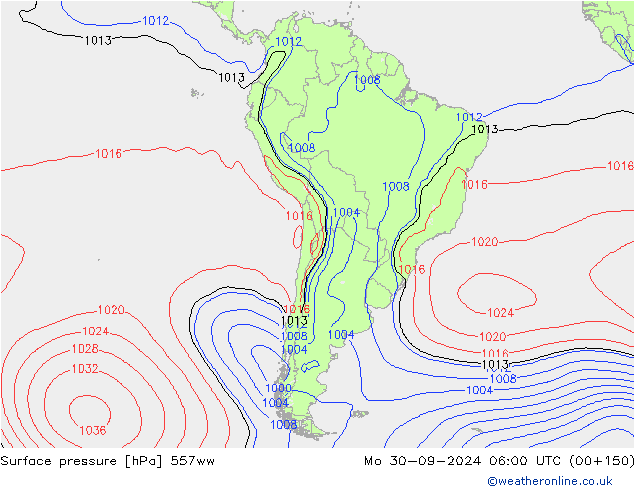 Surface pressure 557ww Mo 30.09.2024 06 UTC