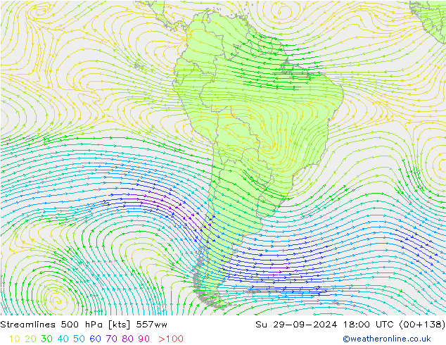 Streamlines 500 hPa 557ww Su 29.09.2024 18 UTC