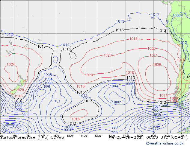 приземное давление 557ww ср 25.09.2024 00 UTC