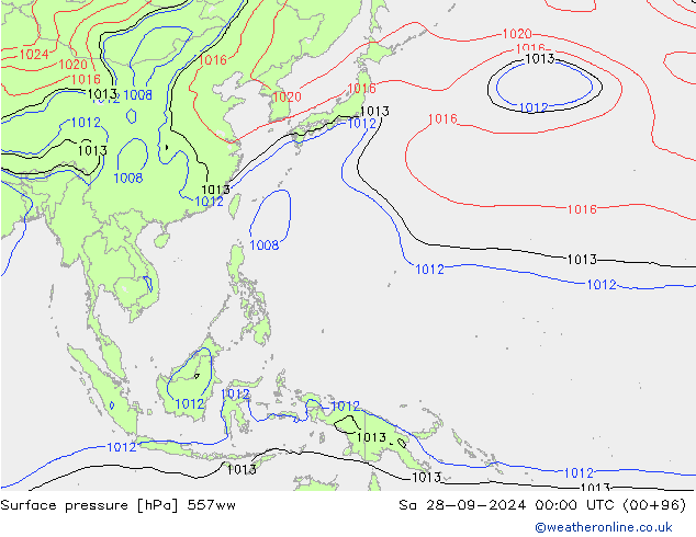 приземное давление 557ww сб 28.09.2024 00 UTC