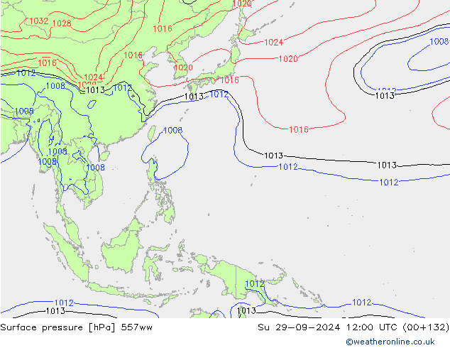 Surface pressure 557ww Su 29.09.2024 12 UTC