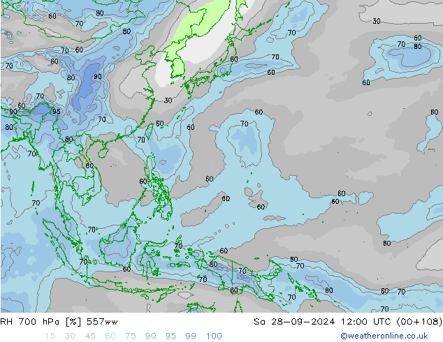 RH 700 hPa 557ww Sa 28.09.2024 12 UTC