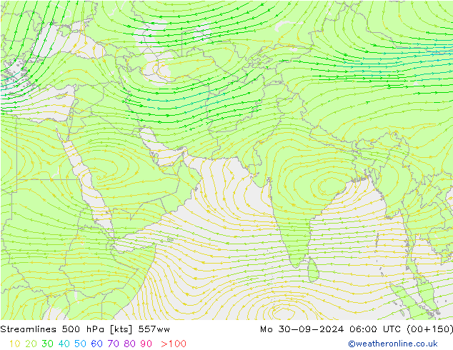 Streamlines 500 hPa 557ww Mo 30.09.2024 06 UTC