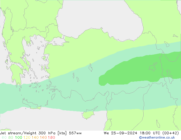 Jet stream/Height 300 hPa 557ww We 25.09.2024 18 UTC