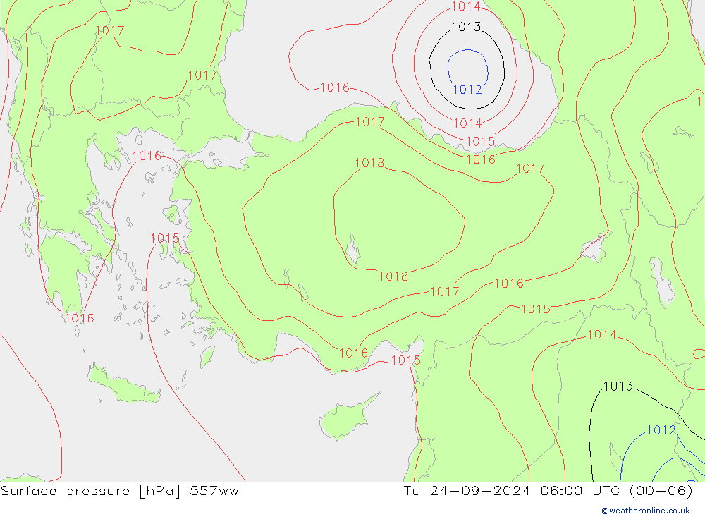 Surface pressure 557ww Tu 24.09.2024 06 UTC