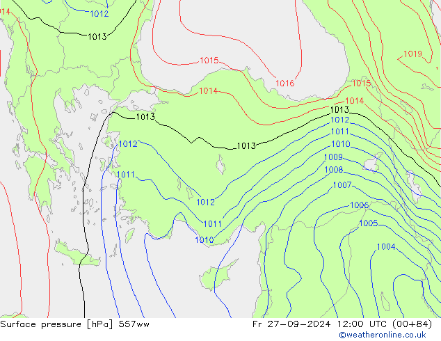 Luchtdruk (Grond) 557ww vr 27.09.2024 12 UTC