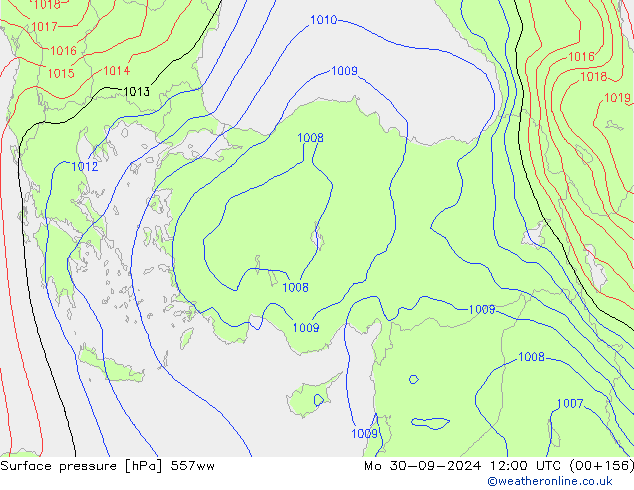 Surface pressure 557ww Mo 30.09.2024 12 UTC