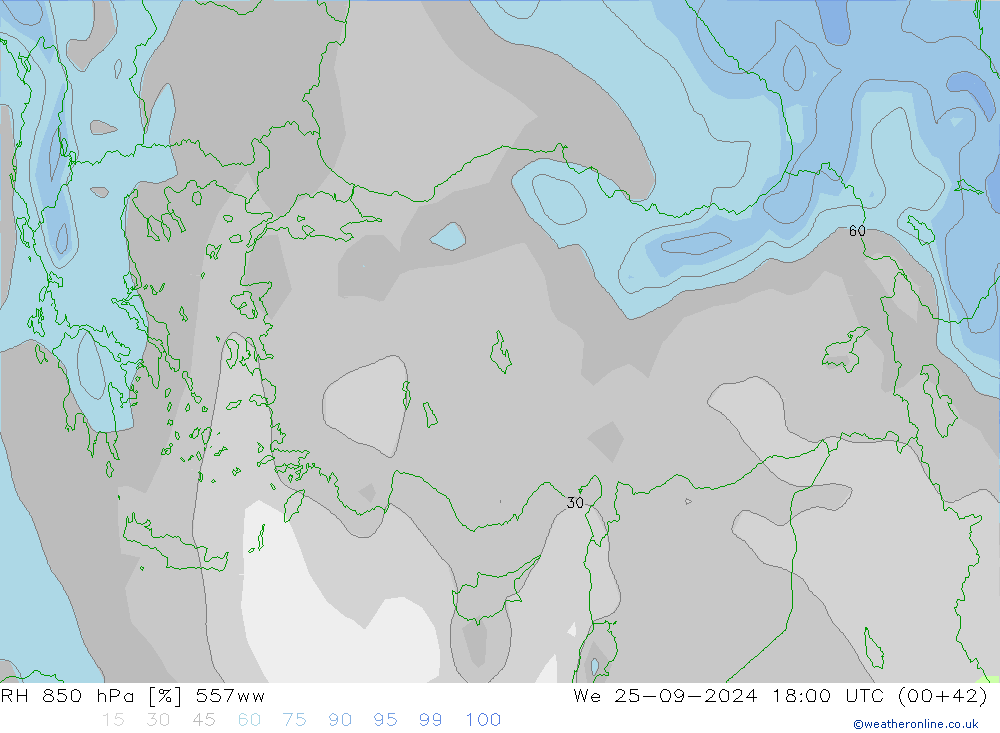 RH 850 hPa 557ww mer 25.09.2024 18 UTC