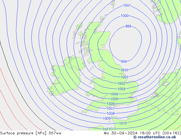 Surface pressure 557ww Mo 30.09.2024 18 UTC