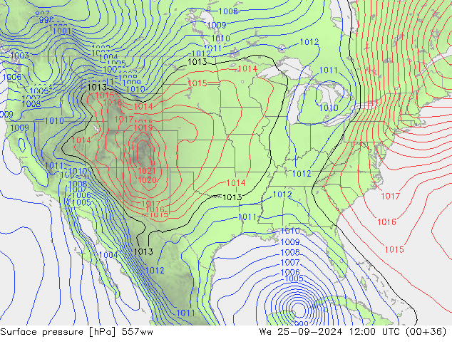 Surface pressure 557ww We 25.09.2024 12 UTC