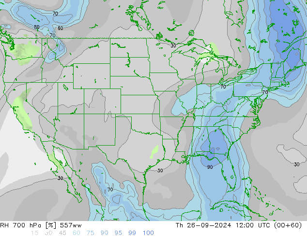 RH 700 hPa 557ww Th 26.09.2024 12 UTC