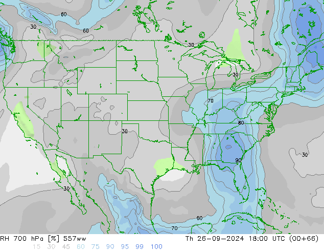 RV 700 hPa 557ww do 26.09.2024 18 UTC