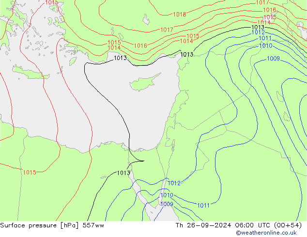 Pressione al suolo 557ww gio 26.09.2024 06 UTC