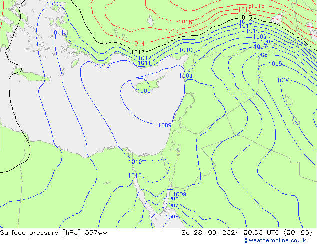 Surface pressure 557ww Sa 28.09.2024 00 UTC